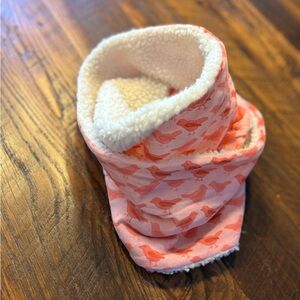 HANDMADE Girls Infinity Winter Cowl- sweet pink bird print